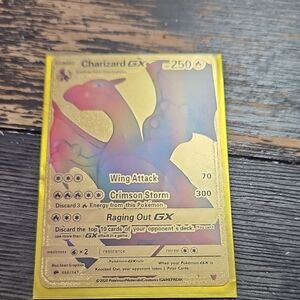 Pokemon Charizard GX Trading Card - Gold and Multicolor